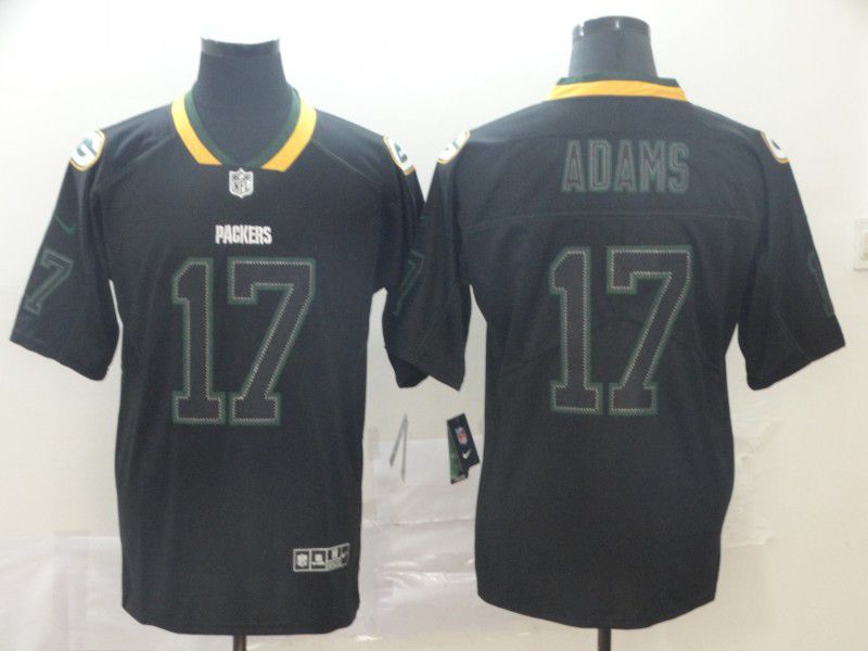 Men Green Bay Packers #17 Adams Nike Lights Out Black Color Rush Limited Jersey